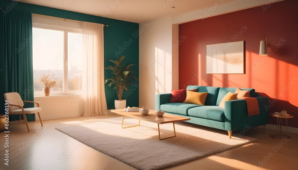 Fototapeta premium Photo interior modern design room 3d illustration