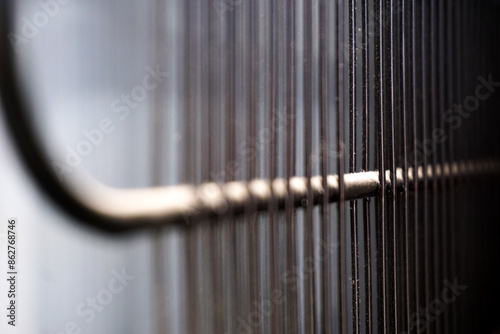 Fridge condenser grill macro view