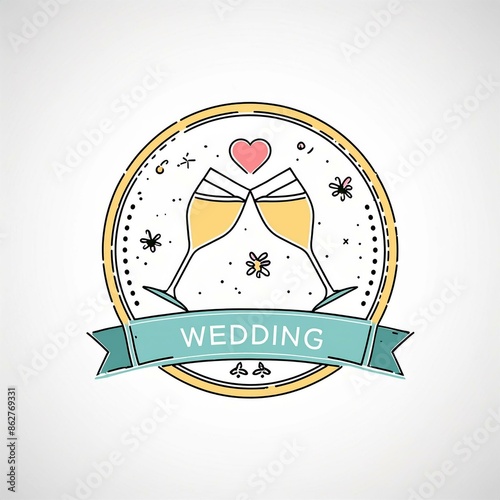logo mariage avec deux coupes de champagne en ia