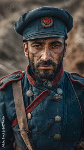 Ottoman Soldier in WWI Uniform. photo