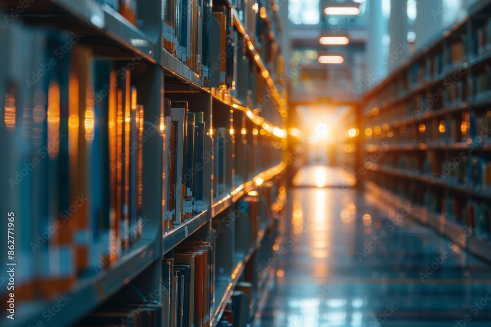Blurred Library Background with Books Blurred Library Background with Books