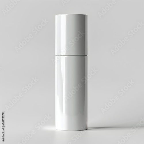 photo Cylinder bottle white, cosmetic package,modern teenager ,white background