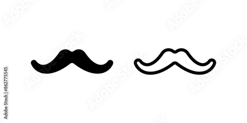 Mustache icon set. Flat illustration of vector icon on white background