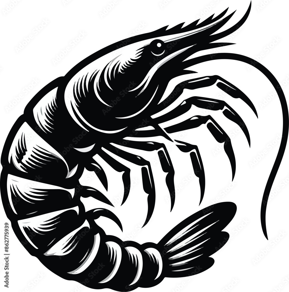 shrimp fish silhouette vector illustration shrimp fish silhouette vector illustration