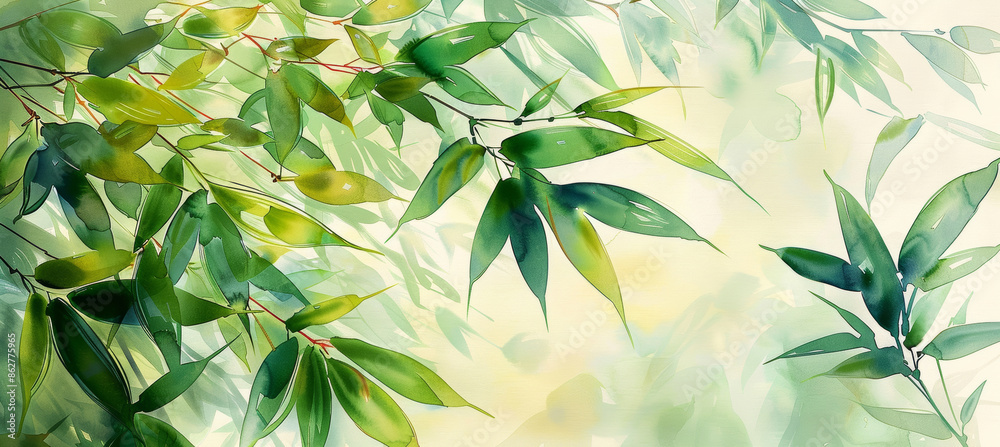 Lush Green Leaves on White Background Lush Green Leaves on White Background