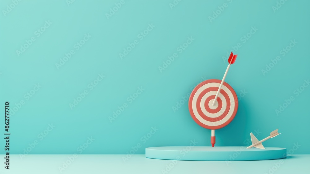 A blue target icon placed strategically in a minimalist setting, symbolizing precision and achievement. The image offers plenty of copy space for adding text or graphics related to goals and A blue target icon placed strategically in a minimalist setting, symbolizing precision and achievement. The image offers plenty of copy space for adding text or graphics related to goals and