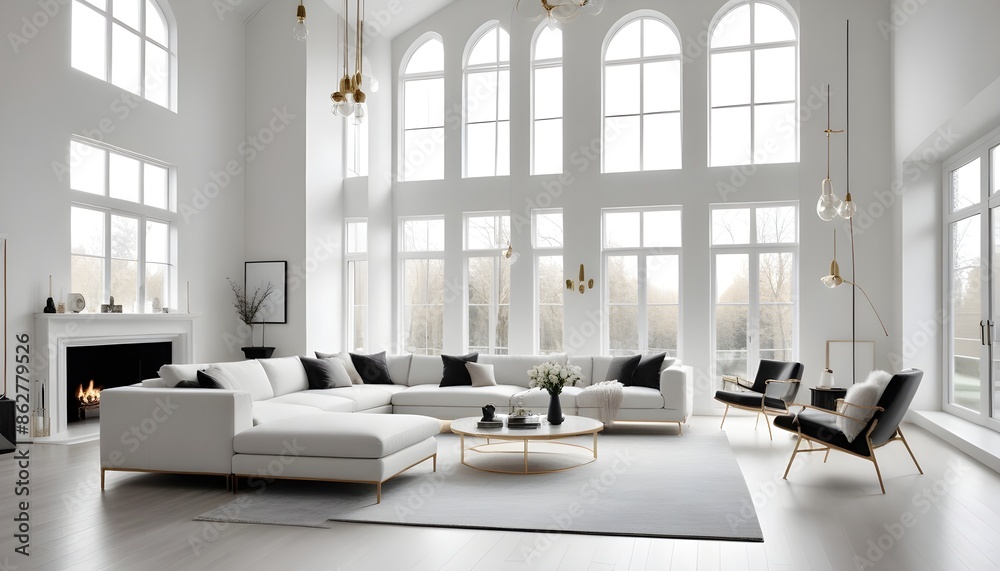 Photo interior modern design room 3d illustration Photo interior modern design room 3d illustration