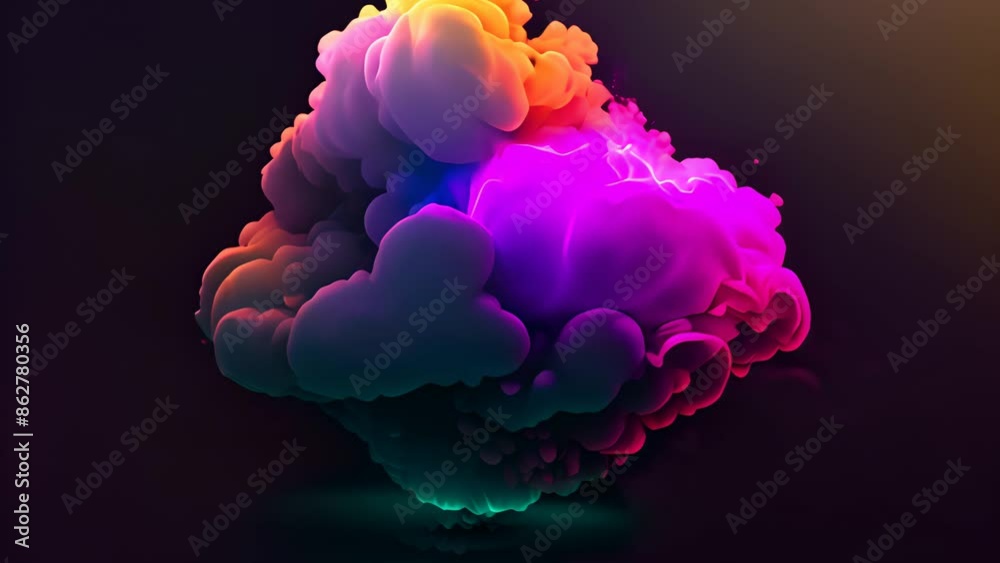 abstract illuminated neon cloud. Generative Ai abstract illuminated neon cloud. Generative Ai