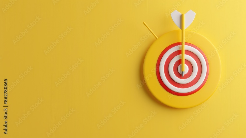 A simple and elegant yellow target design, perfect for concepts related to goals, success, and achievement. The image includes plenty of copy space for customization.