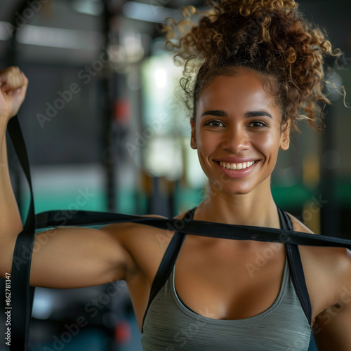 portrait of woman in gym