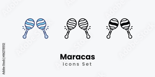 Maracas icons vector set stock illustration