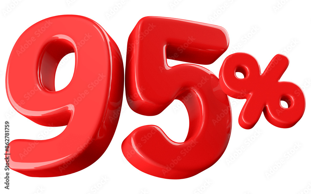 95 Percent Off Sale Red Number 3D Render 95 Percent Off Sale Red Number 3D Render