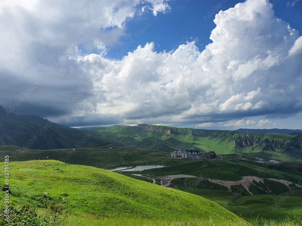 Fototapeta premium Summer view of Shahdag Mountain Resort, Azerbaijan 