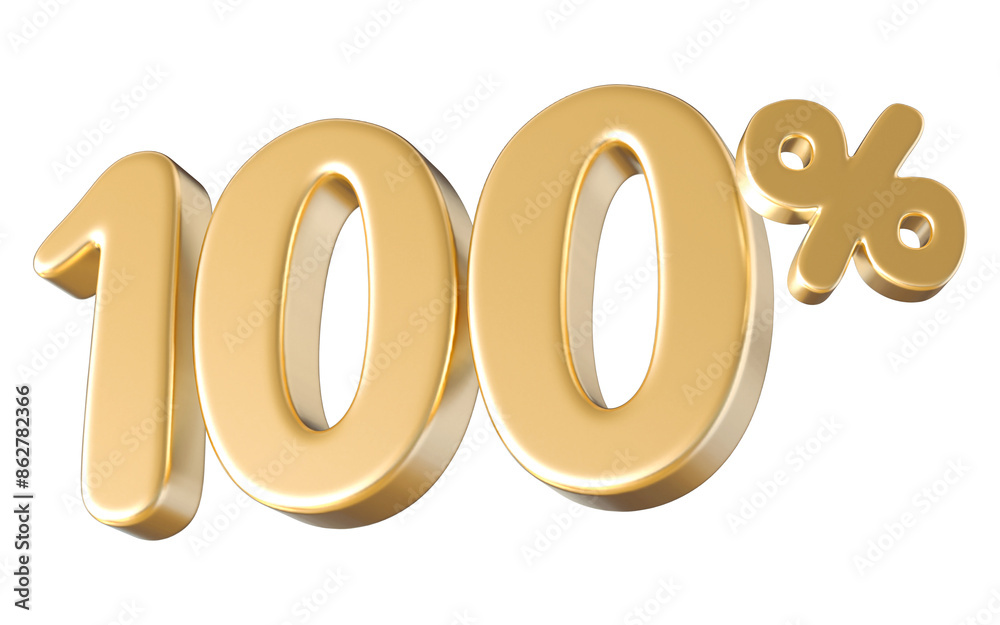 100 Percent Gold Number 3D Render 100 Percent Gold Number 3D Render