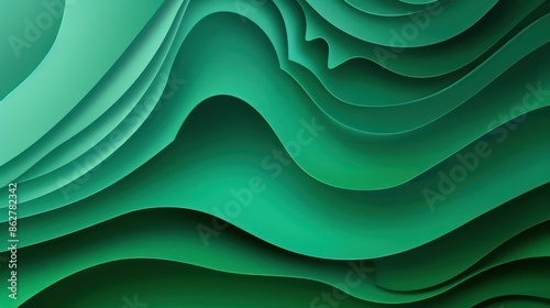 Abstract Green Waves, Paper Art Style