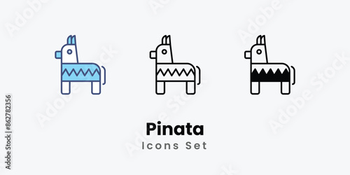 Pinata icons vector set stock illustration