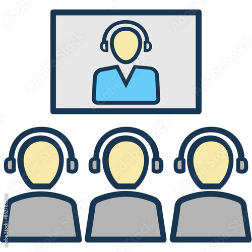 Video Lecture Icon Colored Outline Icon

