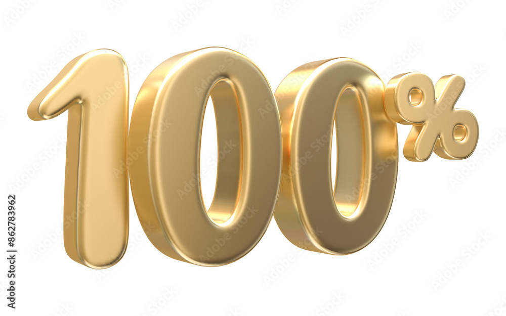100 Percent Gold Number 3D Render 100 Percent Gold Number 3D Render