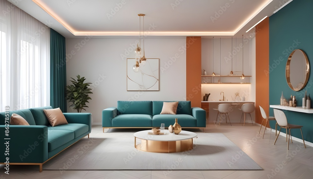 Fototapeta premium Photo interior modern design room 3d illustration