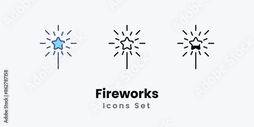 Fireworks icons vector set stock illustration
