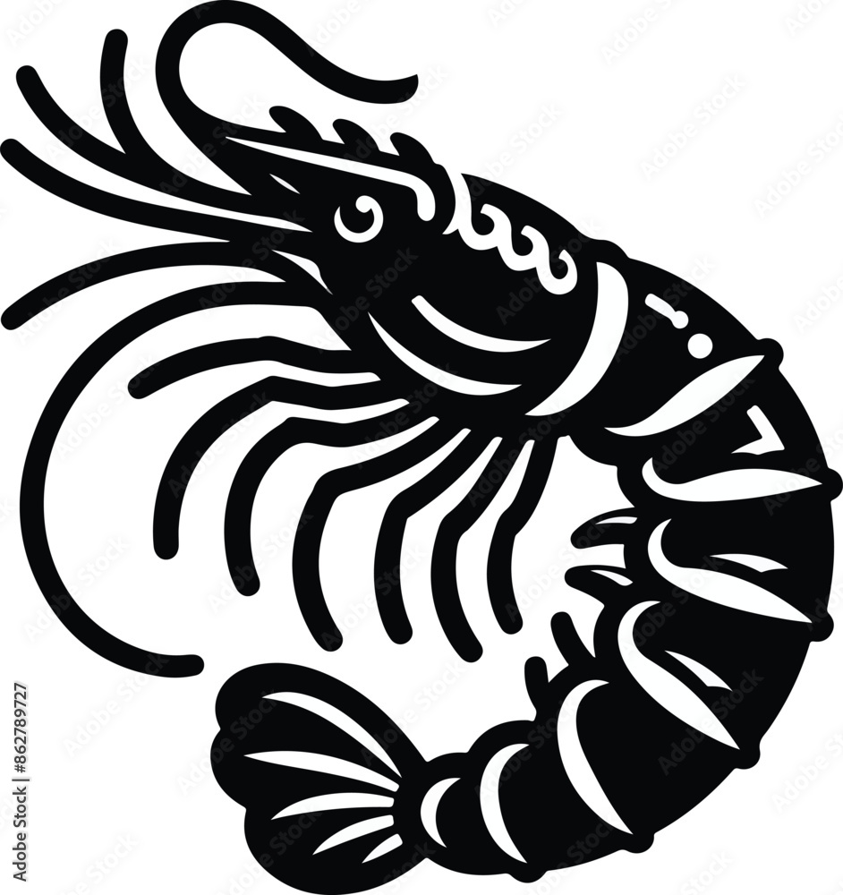 shrimp fish silhouette vector illustration shrimp fish silhouette vector illustration