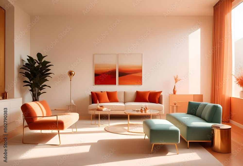 Fototapeta premium Photo interior modern design room 3d illustration