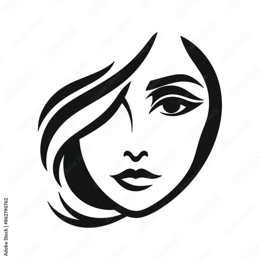 woman face vector logo illustration on white background woman face vector logo illustration on white background