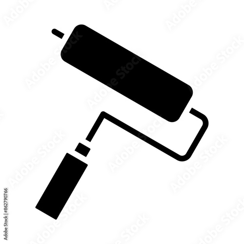 roller paint icon, silhouette vector isolated on white background. simple and modern design
