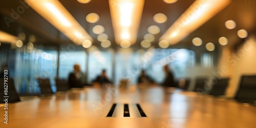 Blurry business meeting in modern office conference room. Concept Blurred Meeting, Modern Office, Conference Room, Business Environment, Corporate Lifestyle