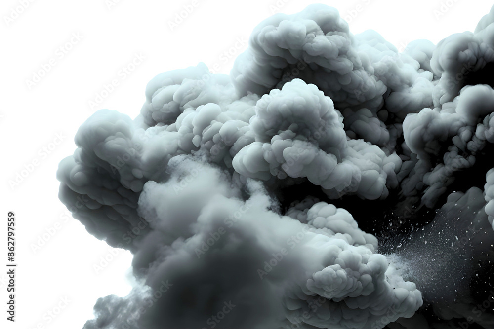 Big dense Toxic black cloud of noxious fumes caused by an explosion of a bomb in the sky with serious risk of pollution isolated on transparent background Big dense Toxic black cloud of noxious fumes caused by an explosion of a bomb in the sky with serious risk of pollution isolated on transparent background