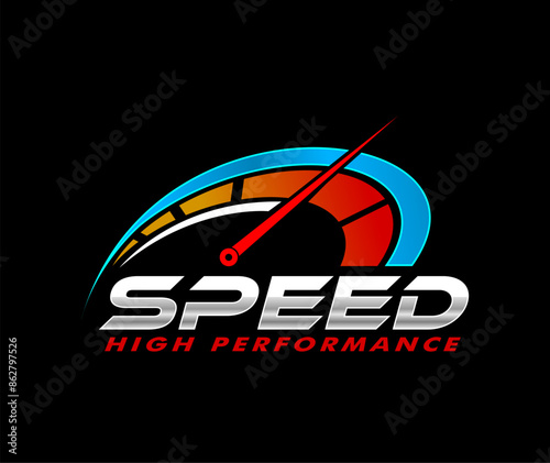 speedometer logo sticker design vector illustration isolated on black background