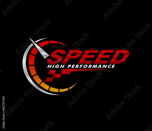 speedometer logo sticker design vector illustration isolated on black background