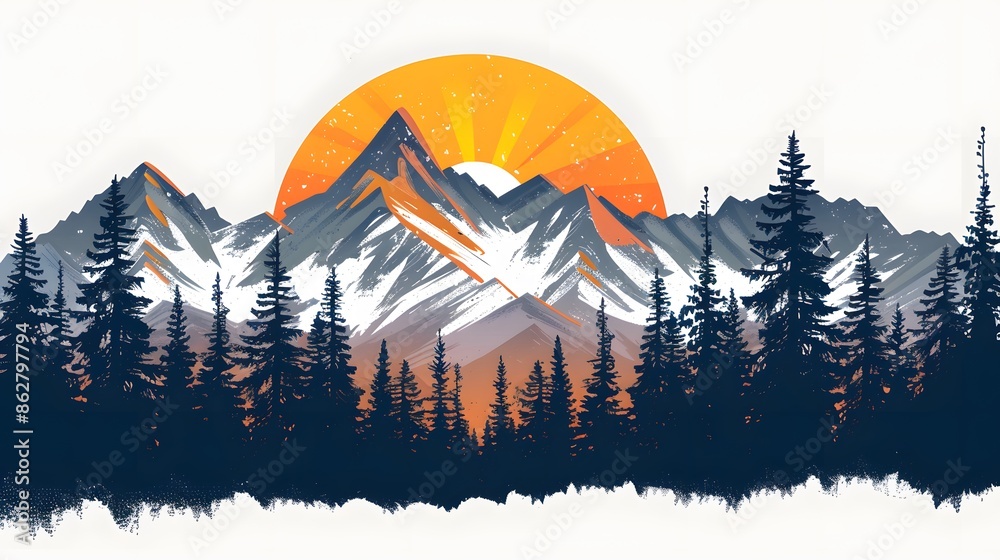 Adventure at the mountain graphic artwork . Mountain with tree retro vintage Adventure at the mountain graphic artwork . Mountain with tree retro vintage
