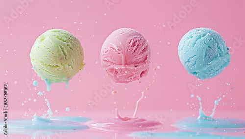 Pastel color  ice cream spheres photo