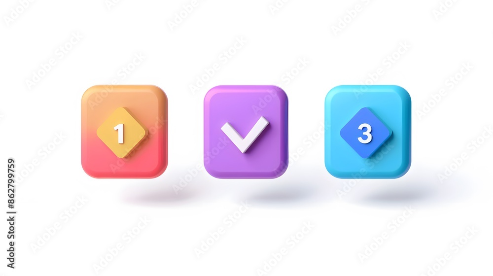 Label set with percent, check mark and discount. App icon. 3D Web Vector Illustrations. White background Label set with percent, check mark and discount. App icon. 3D Web Vector Illustrations. White background