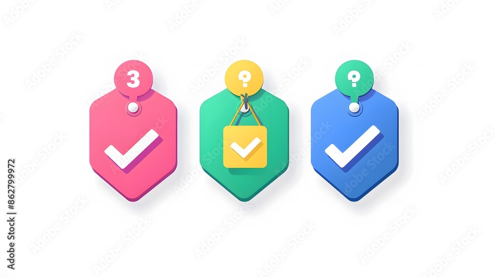 Label set with percent, check mark and discount. App icon. 3D Web Vector Illustrations. White background Label set with percent, check mark and discount. App icon. 3D Web Vector Illustrations. White background