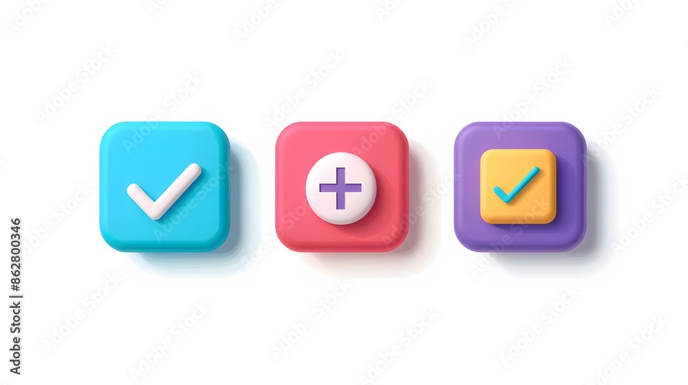 Label set with percent, check mark and discount. App icon. 3D Web Vector Illustrations. White background Label set with percent, check mark and discount. App icon. 3D Web Vector Illustrations. White background