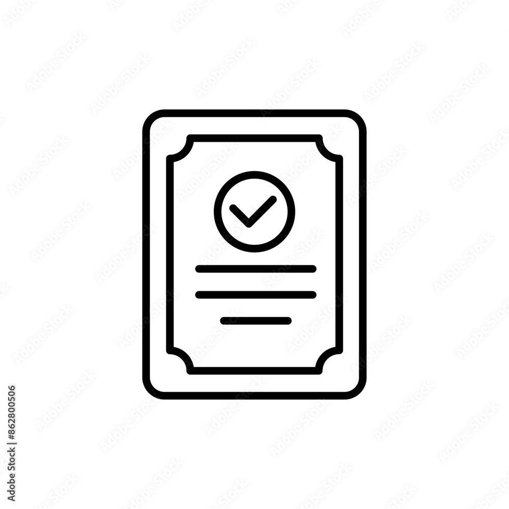 Certificate outline icons, minimalist vector illustration ,simple transparent graphic element .Isolated on white background