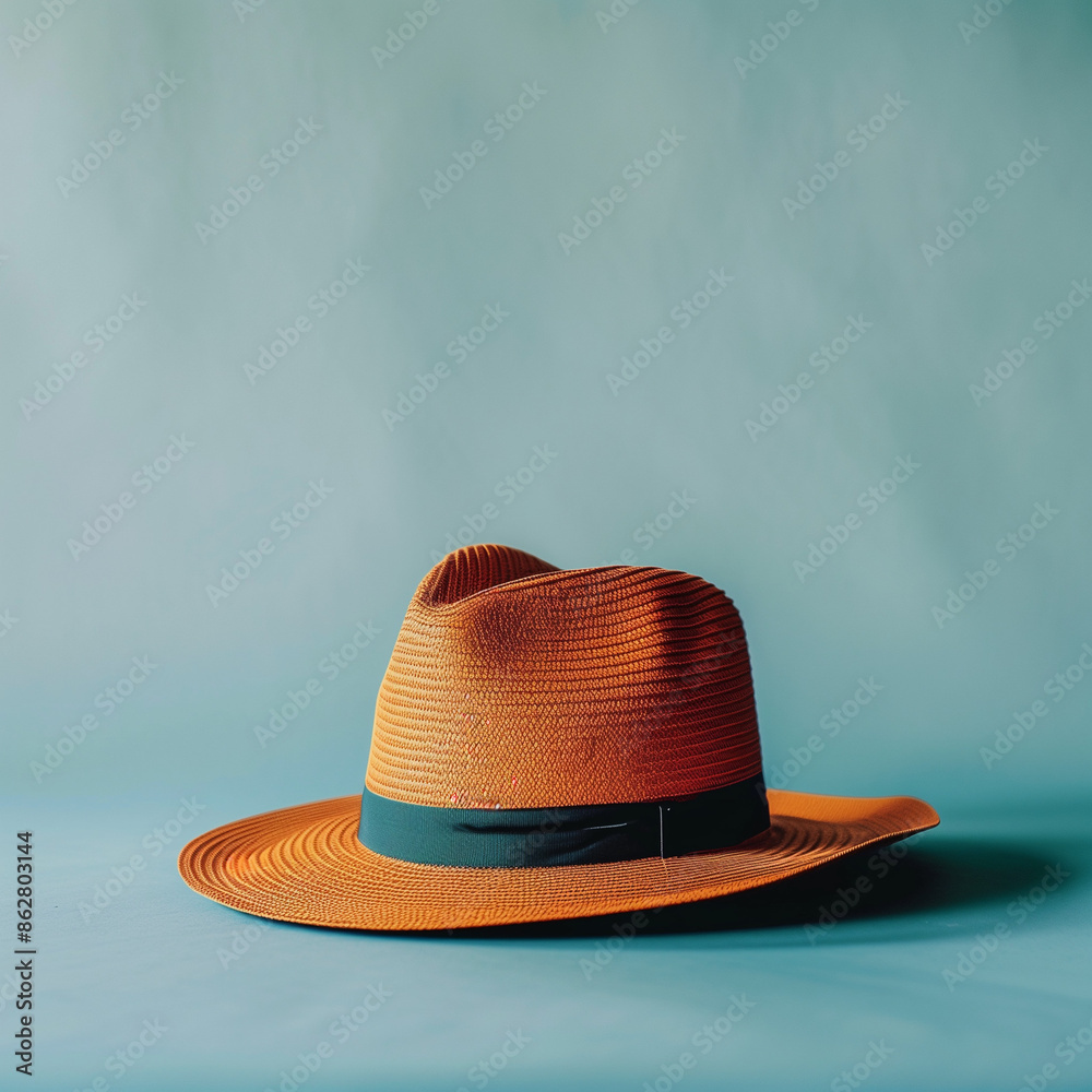 Sophisticated Campaign Hat on Sea Green Backdrop with Room for Copy - Showcase Style Sophisticated Campaign Hat on Sea Green Backdrop with Room for Copy - Showcase Style