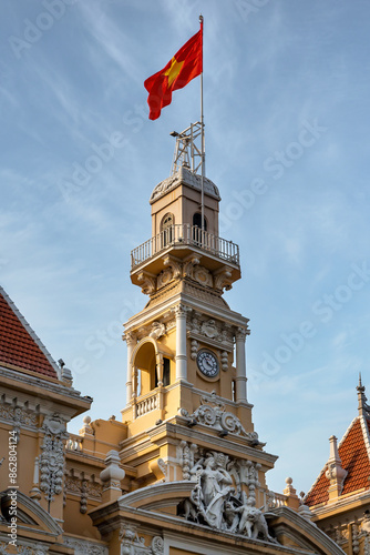 Ho Chi Minh City Hall view. Saigon City Hall or Committee Head office is a building in a French colonial style in Ho Chi Minh, Vietnam. Popular tourist destination photo