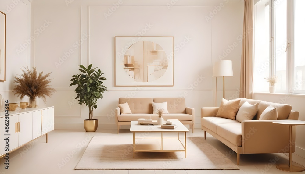 Fototapeta premium Photo interior modern design room 3d illustration