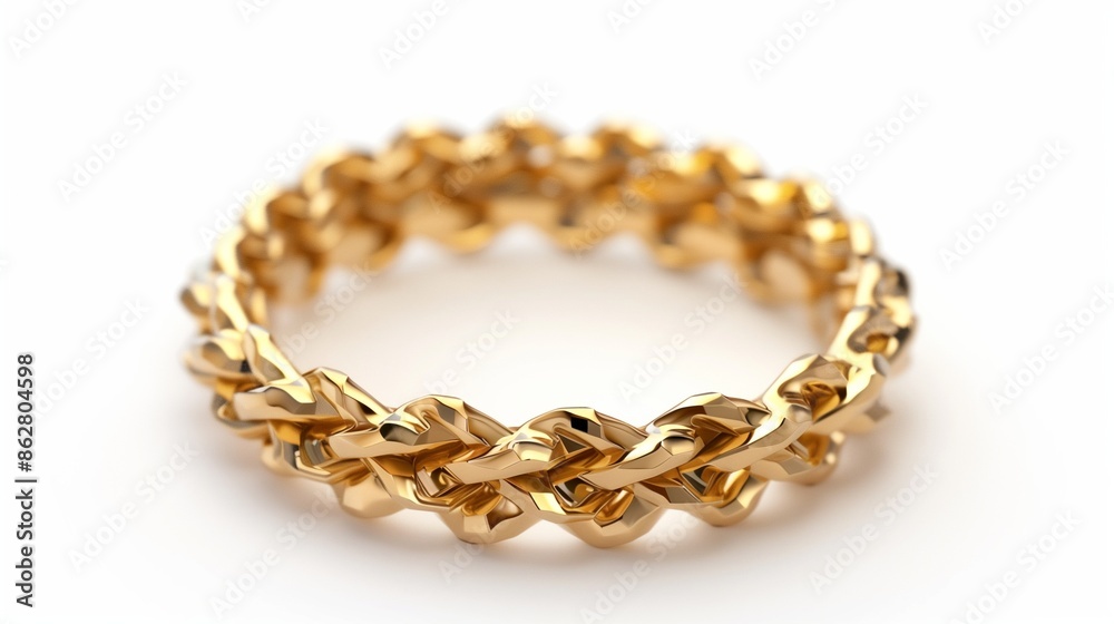 A gold ring with a twisted rope design, isolated on a white background, emphasizing its intricate and textured appearance A gold ring with a twisted rope design, isolated on a white background, emphasizing its intricate and textured appearance