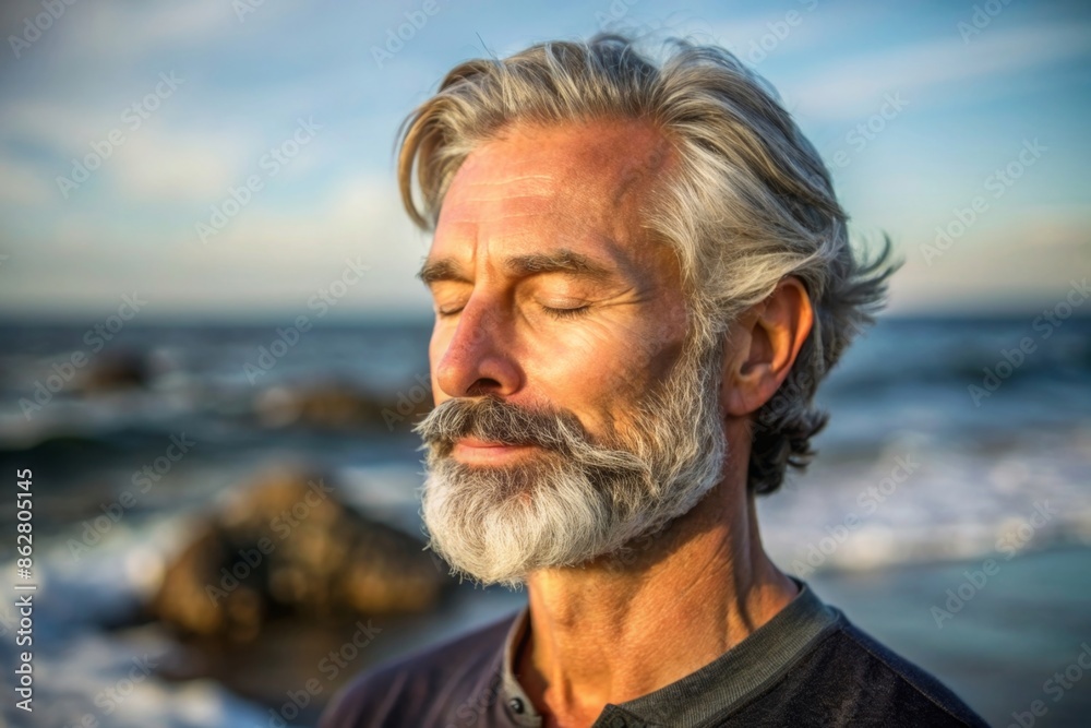 Handsome meditating man on the ocean shore
Handsome meditating man on the ocean shore