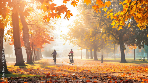 Vibrant Autumn City Park Sc...