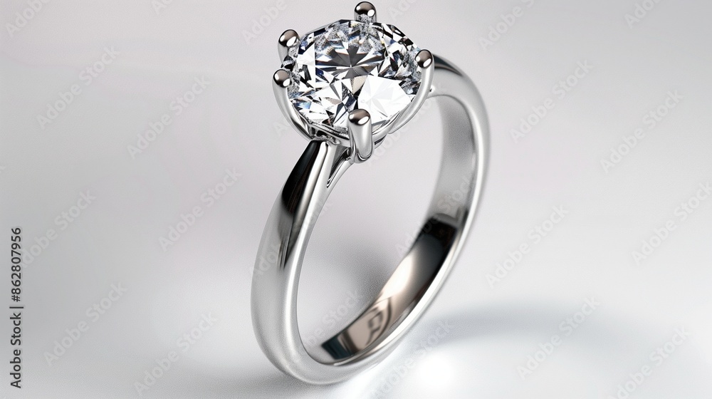 A solitaire diamond engagement ring with a radiant diamond, set against a white background, capturing its brilliance and intricate details A solitaire diamond engagement ring with a radiant diamond, set against a white background, capturing its brilliance and intricate details
