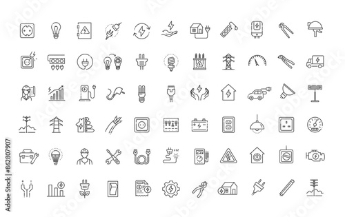Electricity icons. Power related icons