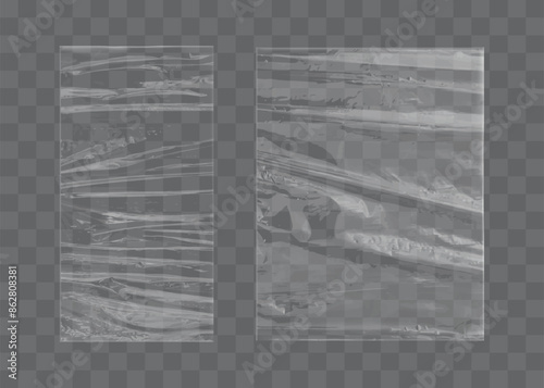 Transparent Glossy Polyethylene Plastic Warp. EPS10 Vector