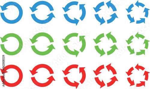 リサイクルの矢印セット　サイクル　アイコン　回転　ベクター　循環  circle arrow icon set.