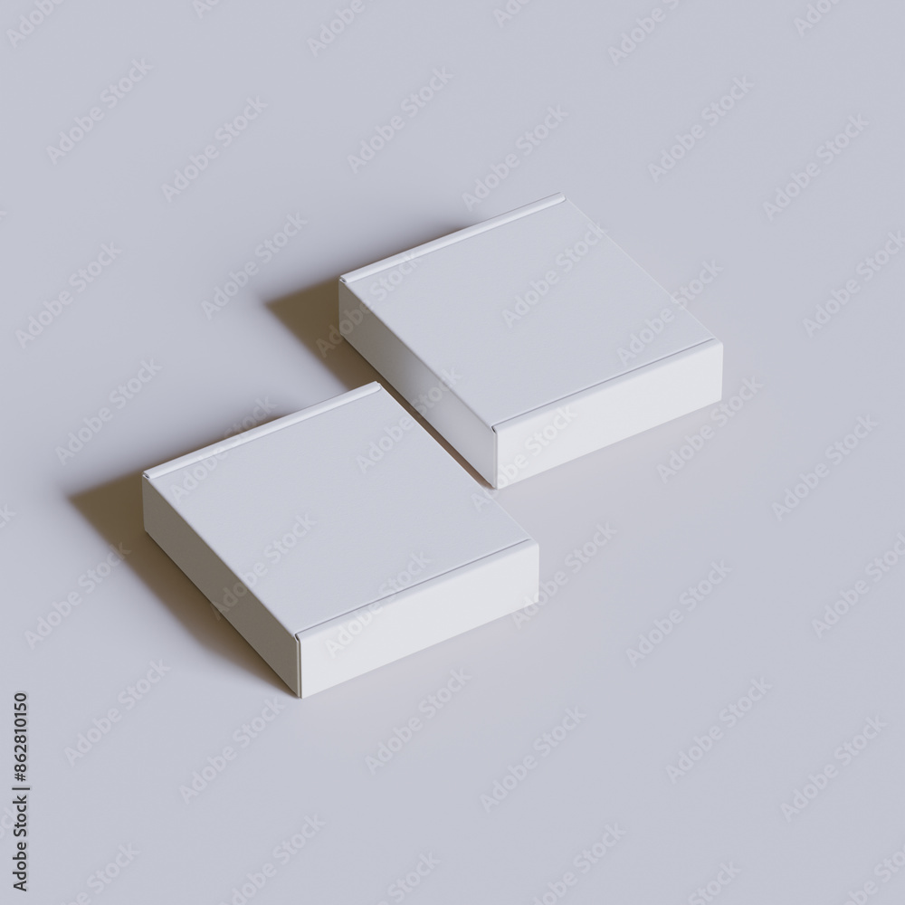 White paper cardboard box isolated on gray background