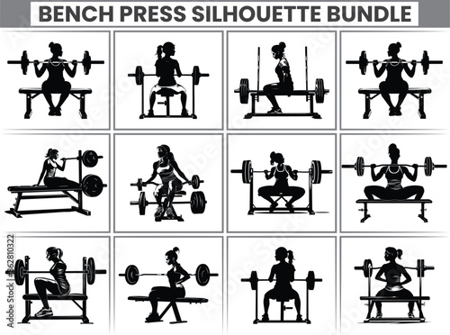 Bench Press Silhouette Bundle - Women's Workout Training Set - Fitness Equipment